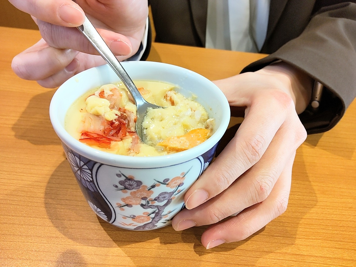 （3）特製茶碗蒸し＋あぶりチーズサーモン→チーズリゾット風